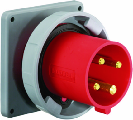 Heavy Duty Watertight Male Flanged Inlet, 60A 3-Pole 480V AC