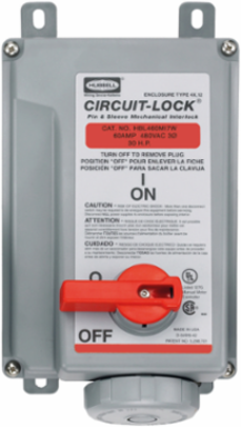 60A IEC Mechanically Interlocked Receptacle, 3-Pole 4-Wire, 480V AC