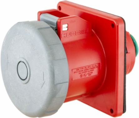 Heavy Duty IEC Pin and Sleeve Receptacle, 60A, 3-Pole, Watertight