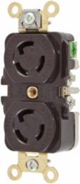 Twist-Lock Duplex Receptacle, 15A 125V, 2-Pole, 3-Wire, Brown, 3.29x1.70x1.17 Inch