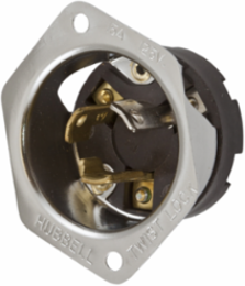 Twist-Lock Flanged Inlet, 15A 125V, 2-Pole 3-Wire, Stainless Steel