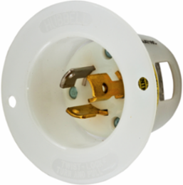 Twist-Lock Flanged Inlet, 15A 125V, L5-15P, Nylon, 2.56 Inch x 2.56 Inch