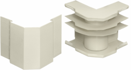 Metal Raceway Divided External Elbow 6 Inch Steel Ivory