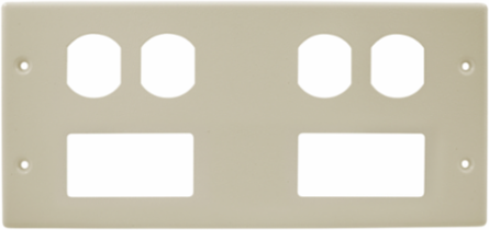 Raceway Plate, 4-Gang 2-Duplex, 4.900 Inch Width, Ivory Finish