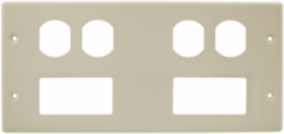 Raceway Plate, 4-Gang 2-Duplex, 4.900 Inch Width, Ivory Finish