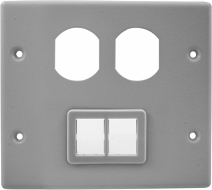 Metal Raceway Device Plate, 2-Gang, Duplex, Gray, 4.9 Inch Width
