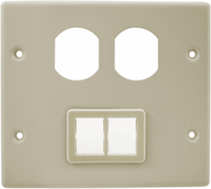 Metal Raceway Plate, 2-Gang Duplex/TracJack, 4.9 Inch Width, Ivory