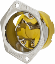 Twist-Lock Marine Grade Flanged Inlet, 15A 125V, 2-Pole 3-Wire, Stainless Steel
