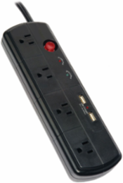 Surge Protector, 4 Outlet, 1050 Joules, 2.4A USB, 6 ft Cord
