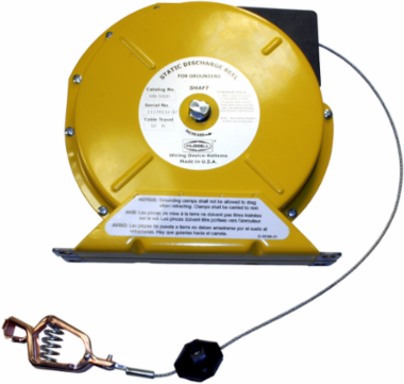 Static Discharge Reel 50 Ft Steel Cable, Yellow, Heavy Duty