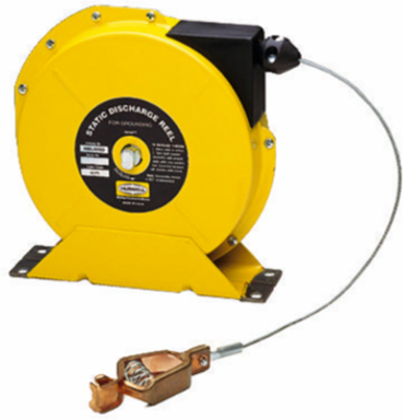 Static Discharge Reel 50 Ft Steel Cable, Yellow, Heavy Duty