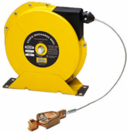 Static Discharge Reel 50 Ft Steel Cable, Yellow, Heavy Duty