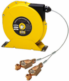 Static Discharge Reel, 50 Ft with Dual 3/32 Inch Steel Cable