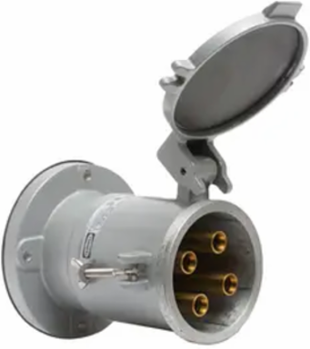 Industrial Grade Watertight Female Receptacle, 200A 600V AC, 4-Pole 5-Wire