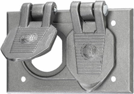 Weatherproof Cover, 1-Gang, Duplex Opening, Cast Aluminum, 4.58 in x 2.9 in x 0.81 in