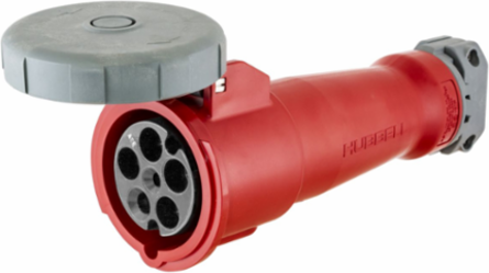 IEC Female Connector Body, 20A 4-Pole 5-Wire, Watertight, Red