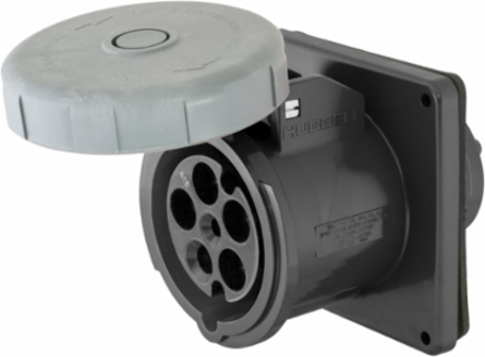 Industrial Female Receptacle 20A 3-Phase Wye 347/600V AC, 4-Pole, 5-Wire, Watertight