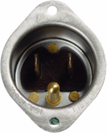 Miniature Flanged Male Inlet, 15A 125V, 2-Pole 3-Wire, Stainless Steel
