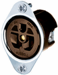 Commercial Grade Flanged Receptacle, 15A 125V, 2-Pole 3-Wire Grounding, Brown
