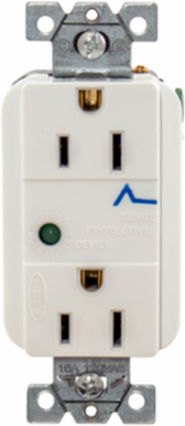 Surge Protective Duplex Receptacle, 15A 125V, 5-15R, White