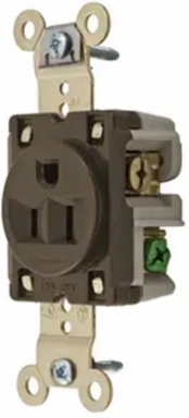 Industrial Grade Single Receptacle 15A 125V 2-Pole 3-Wire Brown