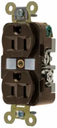 Industrial Grade Duplex Receptacle, 15A 125V, 2-Pole, Brown