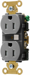 Tamper Resistant Duplex Receptacle, 15A 125V, 2-Pole 3-Wire, Gray