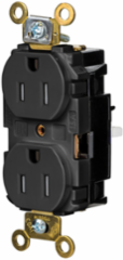 Industrial Grade Tamper Resistant Duplex Receptacle 15A 125V 2-Pole 3-Wire, Screwless Terminal, Black