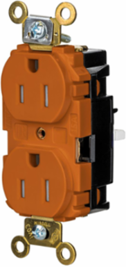 EdgeConnectTM Duplex Receptacle, 15A 125V, Tamper Resistant, 2-Pole 3-Wire, Orange