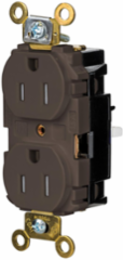 EdgeConnect Duplex Receptacle, 2-Pole 3-Wire, 15A 125V, Tamper Resistant, Brown