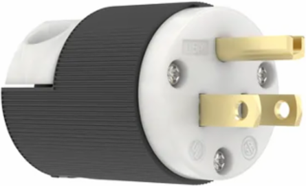 Insulgrip Heavy Duty Male Plug, 15A 125V, 2-Pole, 3-Wire, 1.52 x 1.52 x 1.96 Inch
