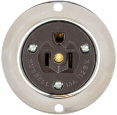 Straight Blade Flanged Inlet 15A 125V 2-Pole Stainless Steel