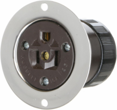 Straight Blade Flanged Inlet 15A 125V 2-Pole Stainless Steel