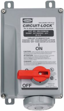 Heavy-Duty Mechanically Interlocked Receptacle, 30A 4-Pole 5-Wire, 347/600V AC