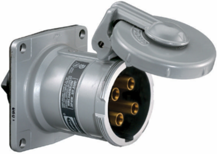 Industrial Grade Watertight Receptacle 30A 600V AC 4-Pole