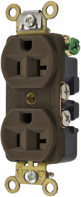 Industrial Grade Duplex Receptacle 20A 125V 2-Pole 3-Wire Brown