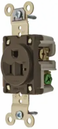 Industrial Grade 2-Pole 3-Wire Grounding Receptacle, 20A 125V, Brown