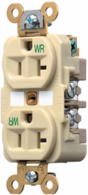 Weather Resistant Duplex Receptacle, 20A 125V, 2-Pole, 3-Wire, Ivory