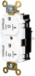 2/2 Controlled EdgeConnect™ 20A Tamper Resistant Flat Face White Duplex Receptacle