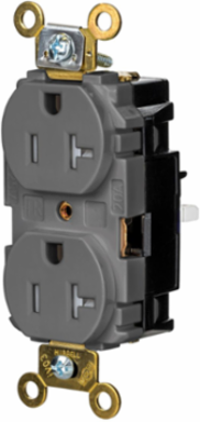 Industrial Grade Tamper Resistant Duplex Receptacle, 20A 125V, 2-Pole 3-Wire, Gray