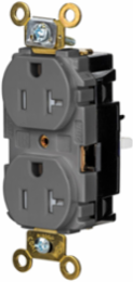 Industrial Grade Tamper Resistant Duplex Receptacle, 20A 125V, 2-Pole 3-Wire, Gray