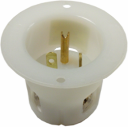 Industrial Flanged Male Inlet, 20A 125V, 2-Pole 3-Wire, White