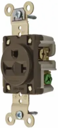 Straight Blade Receptacle, 2-Pole 3-Wire, 20A 250V, 6-20R, Brown
