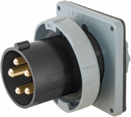 IEC Pin and Sleeve Male Flanged Inlet 60A 4-Pole 5-Wire Watertight