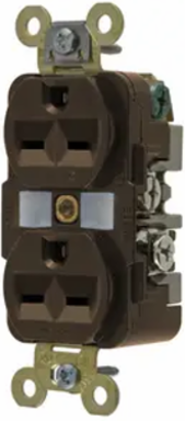 Duplex Receptacle, Specification Grade, 15A 250V, 2-Pole 3-Wire, Brown