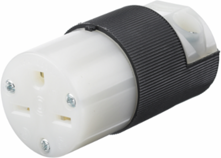 Insulgrip Female Connector Body, 15A 250V, 2-Pole 3-Wire, Black/White