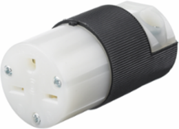 Insulgrip Female Connector Body, 15A 250V, 2-Pole 3-Wire, Black/White