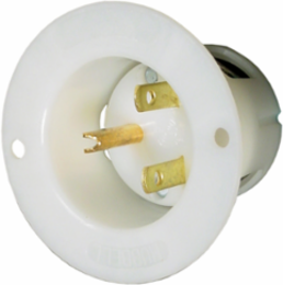 Flanged Male Inlet 15A 250V 2-Pole 3-Wire Grounding, 1.72 x 2.56 x 2.56 Inch