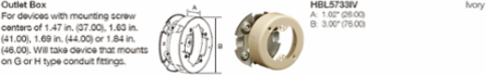 HBL500 Series Metal Raceway 3 Inch Round Outlet Box, Ivory
