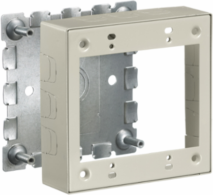 Metal Raceway Box, 2-Gang, Shallow, 4.6 Inch Width, Ivory